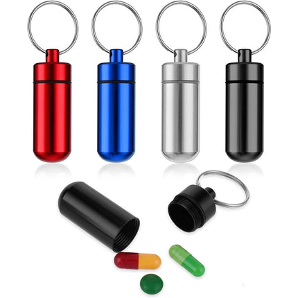 Portable 4-Compartment Keychain Pill Holder: Compact Pocket Organizer (Random Color)