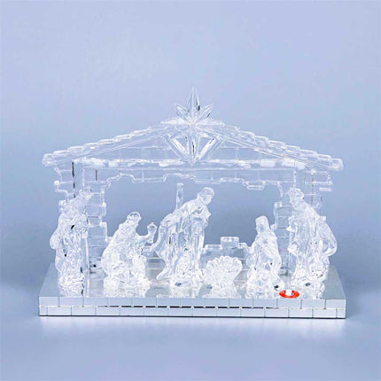 Acrylic Light‑Up Nativity Scene Centerpiece with LED Colour Changing & Christmas Music