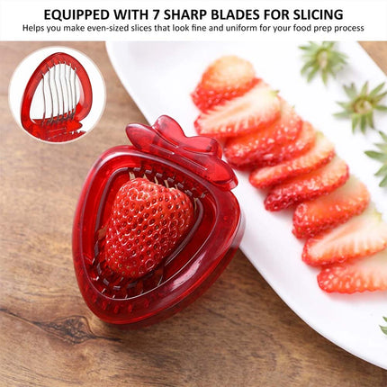 Stainless Steel Strawberry Slicer Tool, Fruit Cutter with Sharp Blade for Easy Strawberry Slicing