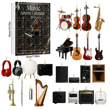 2025 Music-Themed Christmas Advent Calendar Acrylic Tree Ornaments 2D- 24-Day Xmas Countdown Holiday Gift