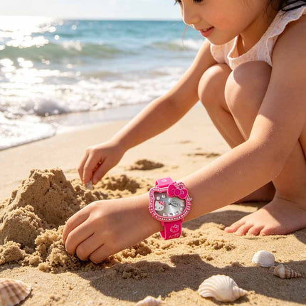 Girls Cute Cartoon Quartz Watch Pink Adjustable Strap Wristwatch Gift