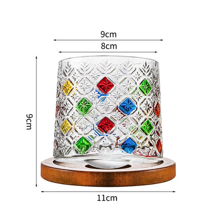 Colored Crystal Whiskey Glass Set with Snowflake Design - Elegant Holder for Bourbon, Tequila & Cocktails, Perfect Gift