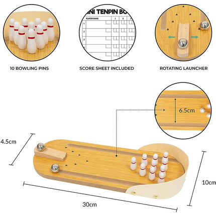 Mini Tabletop Tenpin Bowling Game, Portable Desktop Bowling Set for Family Classic Novelty Gift