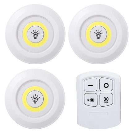 3 Pack Remote-Controlled LED Under Cabinet Lights: Dimmable, Timed, Battery Operated Push Lights