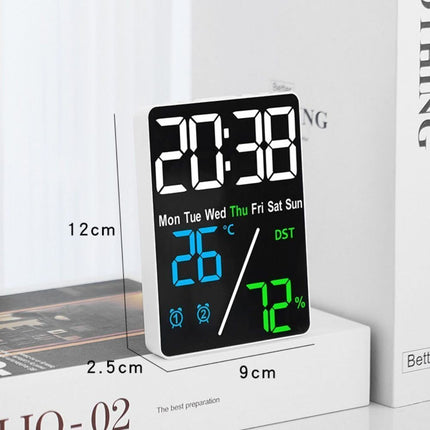 LED 3 Color Digital Wall Clock Wall Time Temperature Humidity Display