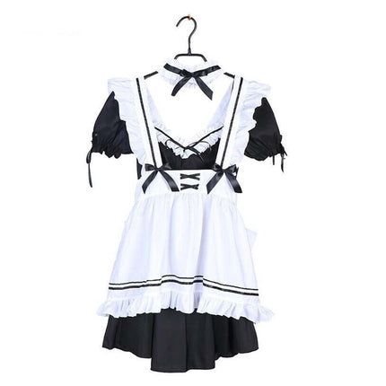6Pcs Women French Maid Costume, Cute Lolita Anime Cosplay Outfit for Party