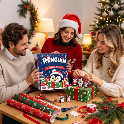 24 Day Christmas Advent Calendar 3D Penguin Animal Figures Xmas Countdown Decor