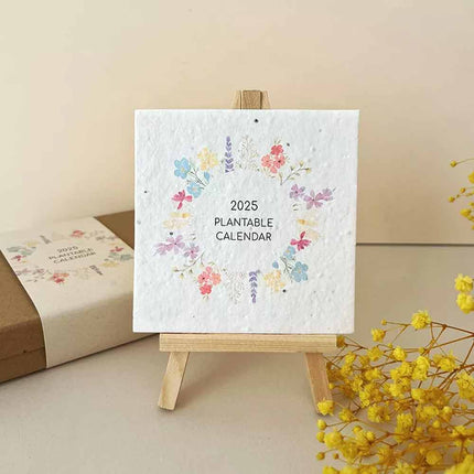 2025 Growable Plantable Seed Paper Desk Calendar Wildflower Desk Planner w/Stand