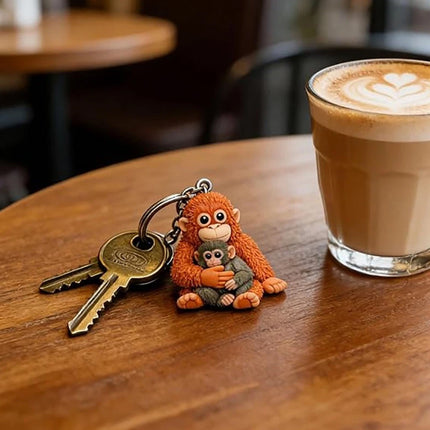 3D Printed Punch The Monkey Keychain, Cute Plush Hanging Pendant Key Ring