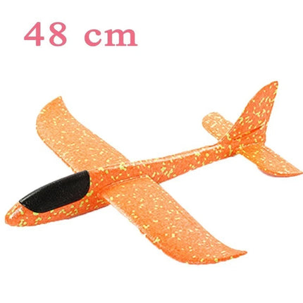48CM Foam Glider Stunt Plane, Hand Thrown Outdoor Toy with Headlight, Color Random