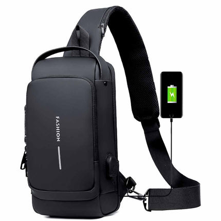 Anti-theft Chest Shoulder Messenger Backpack Men Sling Crossbody Bag USB Port