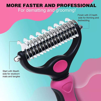 Professional Pet Dog Cat Comb Brush Dematting Undercoat Grooming Comb Rake Tool