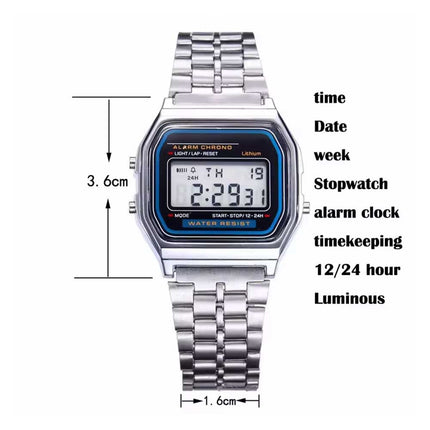 New Classic Retro Digital Unisex Silver Bracelet Watch With Watch Box