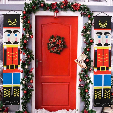 180 x 30cm Christmas Nutcracker Soldier Banner, Wall‑Hanging Xmas Party Home Festive Decoration