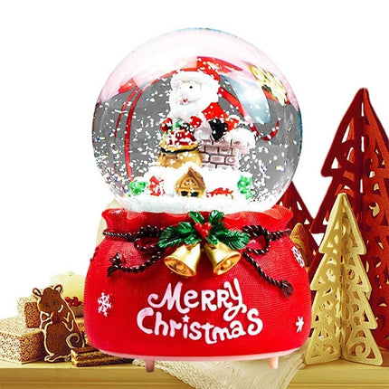 Christmas Santa Musical Snow Globe with Colour Changing LED Lights, Red Base, 12cm Indoor Festive Decor