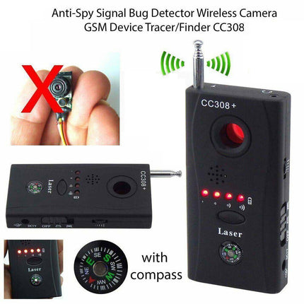 RF Bug Detector Anti- Signal Hidden Camera Lens Device Tracer Finder CC308+