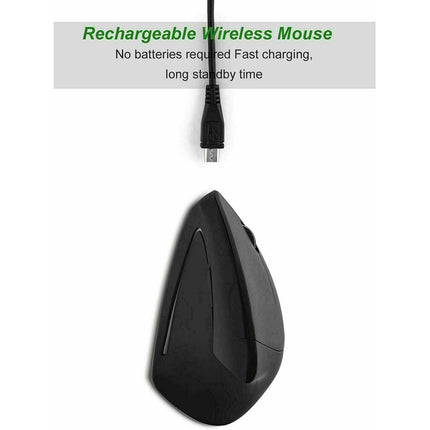 2.4GHz Wireless USB Mouse Vertical 1600DPI Optical Mouse Rechargeable Right Hand