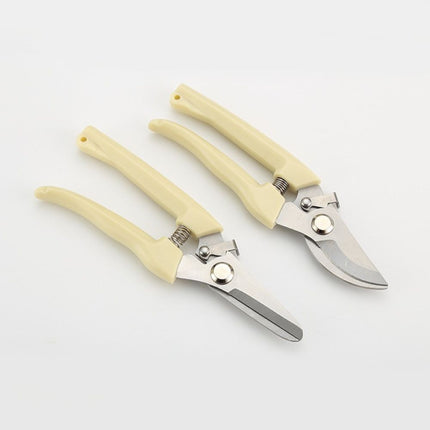 2Pcs Stainless Steel Garden Shears Straight & Curved Blades Pruning Scissors Set