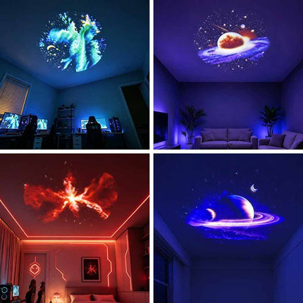 360° Galaxy Projector Night Light USB Lamp 3 Films 15 Projection Patterns