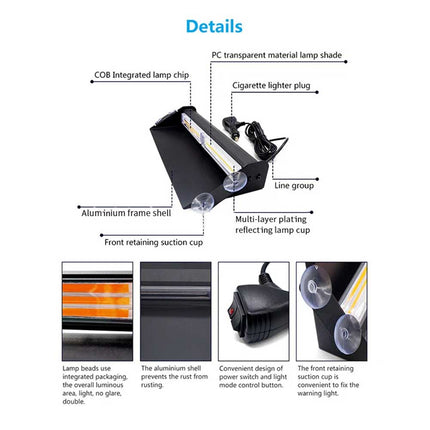 12V-24V Amber LED Warning Strobe Beacon Car Roof Flashing Recovery Light Bar