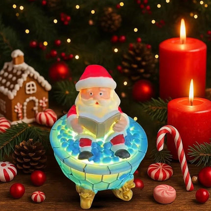 Christmas Santa Bubble Bath Lamp - Cute Santa Reading Books USB LED Decor Lamp
