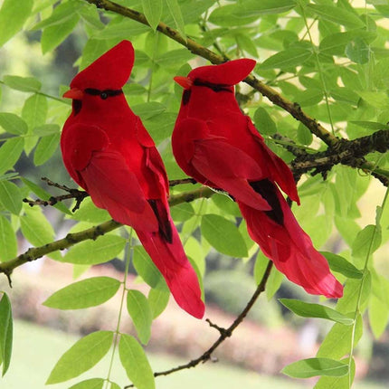 12PCS Red Cardinal Bird Ornaments: Clip-On Feathered Realistic Style for Home Decor