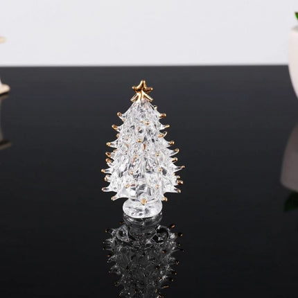 Cute Crystal Tree Figurine , Christmas Miniature Tree Home Decor with Protective Cover