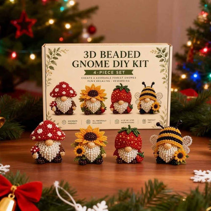 3D Beaded Gnome Craft DIY, Handmade Bead Art Supplies, Beginner Friendly Craft Set for Teens & Adults