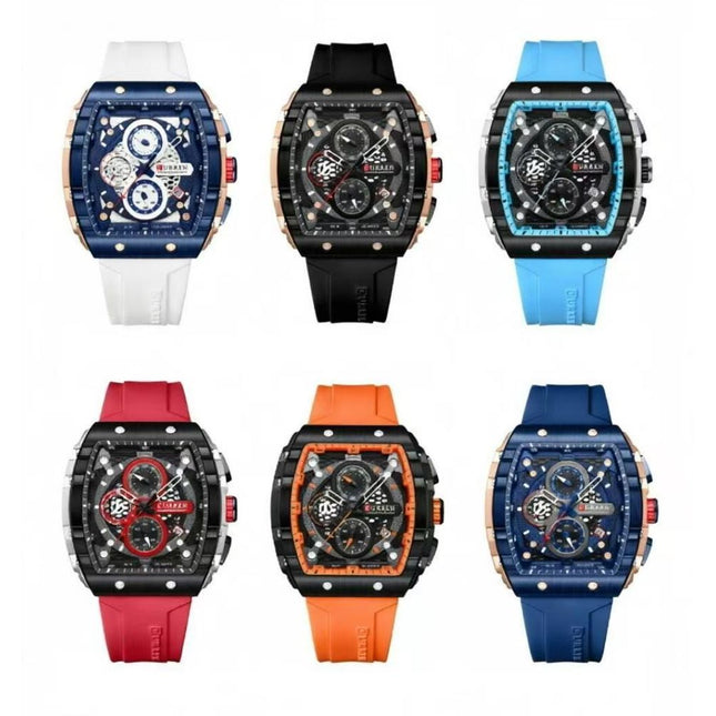 Men's Quartz Chronograph Wrist Watch, 3ATM Water Resistant, Silicone Strap Casual Sports Watch