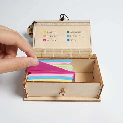 Handmade Wooden Bible Verses Box + 150PCS Daily Scripture Verse Cards