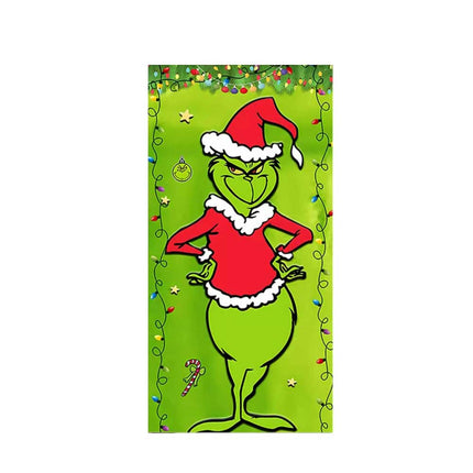 90*200cm Grinch Christmas Door Cover Decoration Grinch Green Merry Christmas Porch Sign