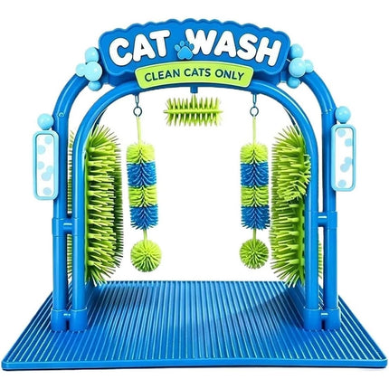 Cat Wash Grooming Station, Car‑Wash‑Style Cat Self‑Grooming Scratcher with Soft Massage Bristles for Indoor Cats