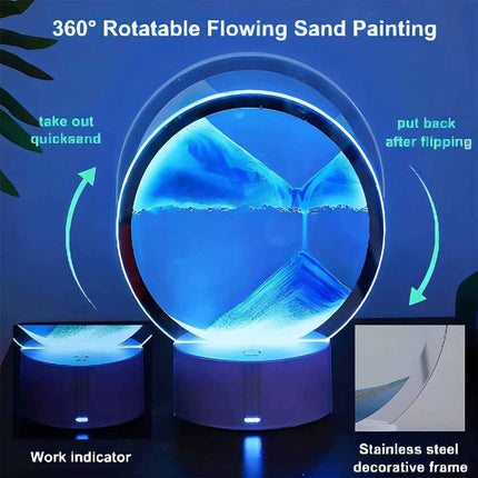 3D Moving Sand Picture LED Quicksand Table Lamp Sandscape Hourglass 16 Colours