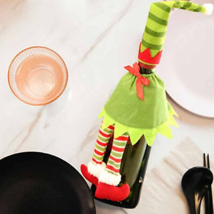 4 Pack Christmas Santa Hat Bottle Toppers, Wine Bottle Covers, Xmas Table Festive Decoration
