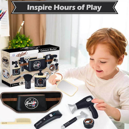 Hairdressing Stylist Playset Hair Salon Role Play Barber Toy Kit for Boy Kids 3+