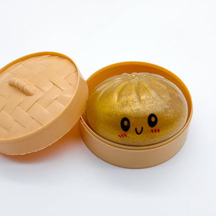 2 Pack Slow Rebound Steamed Bun Squishy Stress Relief Fidget Toy, Gold Red Soft Squeeze Sensory Toy
