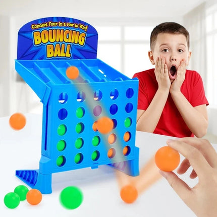 Fast Bounce Ball Grid Strategy Game, Portable Travel Tabletop Line Up Challenge Toy for Family 2-4 Players