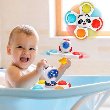 3PCS Baby Fidget Spinner Space With Suction Cup Spin Bath Windmill Play set Toy