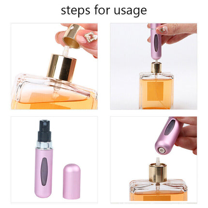 6PC Mini Easy Fill Refillable Travel Perfume Atomizer Pump Spray Pocket Bottle