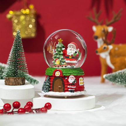 Christmas Musical Santa Snow Globe 12cm, Colour Changing LED Light, Tabletop Xmas Indoor Decoration