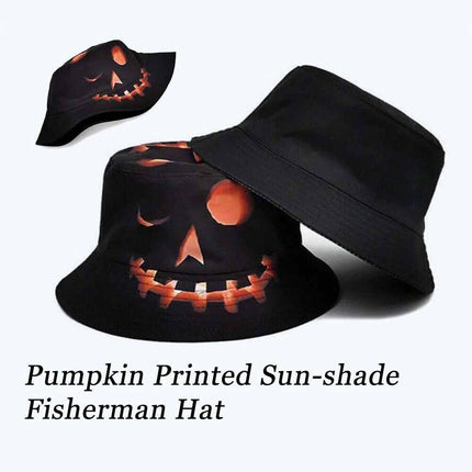 Halloween Hats Prop Creative Cartoon Pumpkin Printed Sun-shade Fisherman Hat