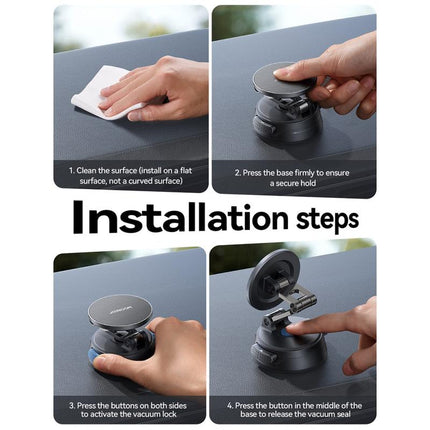 Magnetic Car Phone Mount Foldable Dashboard Holder with Suction Cup Base