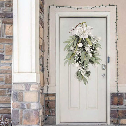 Christmas Door Wreath Xmas Home Room Wall Hanging Garland Flower Party Decor