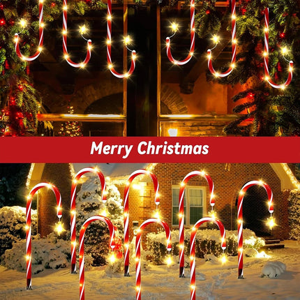 5IN1 Christmas Red LED Cane Lights Solar-Powered Outdoor Candy Path Garden Decoration
