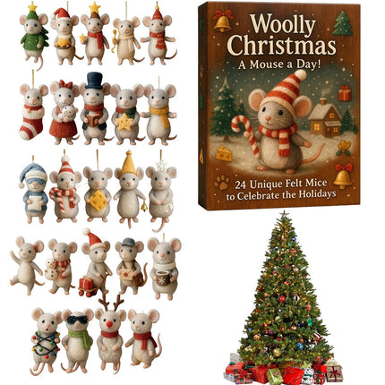 2025 Christmas Mouse Advent Calendar - 2D Acrylic Winter Holiday Decoration