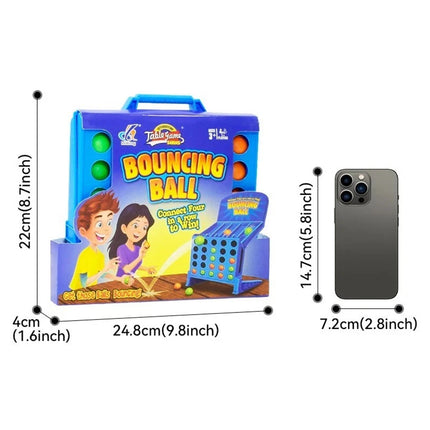 Fast Bounce Ball Grid Strategy Game, Portable Travel Tabletop Line Up Challenge Toy for Family 2-4 Players