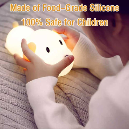 LED Silicone Night Light Rechargeable Cute Puppy Dog Touch Lamp Kids Bedroom Gift