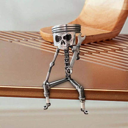 Carving Piston Skull Face Resin Ornament Photo Props Skull Head Statue for Home Office