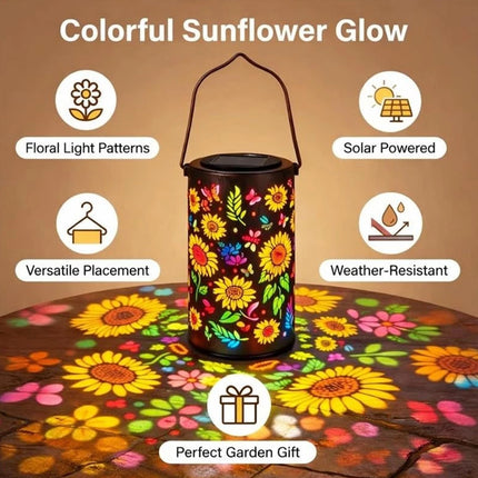 Sunflower Solar Hanging Lantern, Waterproof Outdoor Garden Light