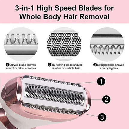 Cordless 4 in 1 Electric Lady Shaver Rechargeable Painless Razor Bikini Trimmer